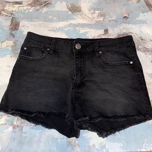 Black denim jean shorts